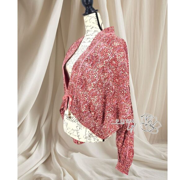 Free People Rosalina Floral Print Tie Front Jacket Medium - Picture 3 of 10